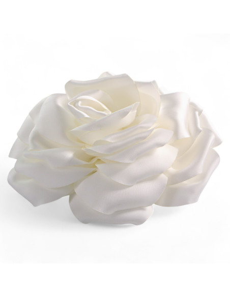 KWIAT Z MATERIAŁU RÓŻA BROSZKA PRZYPINKA LOLITA AKCESORIA 14 CM KREMOWY