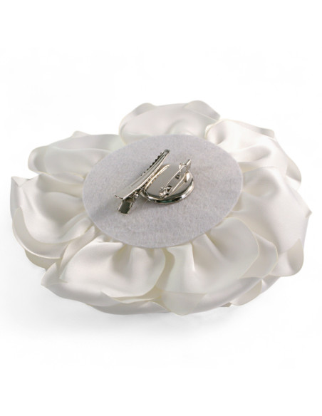KWIAT Z MATERIAŁU RÓŻA BROSZKA PRZYPINKA LOLITA AKCESORIA 14 CM KREMOWY