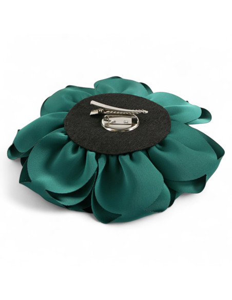 KWIAT Z MATERIAŁU RÓŻA BROSZKA PRZYPINKA LOLITA AKCESORIA 14 CM ZIELONY