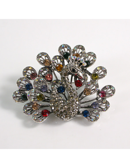 BROSZKA BROSZA SREBRNY PAW Z KOLOROWYMI KAMIENIAMI LOLITA AKCESORIA