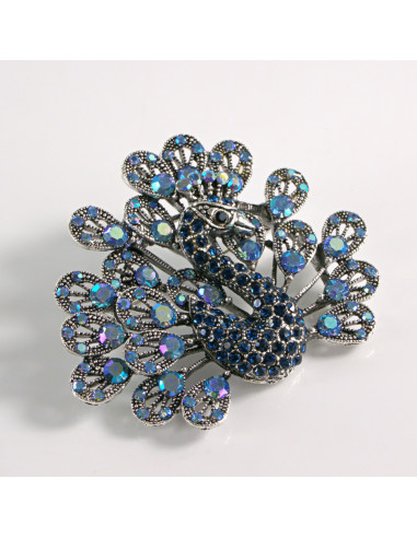 BROSZKA BROSZA SREBRNY PAW Z NIEBIESKIMI...