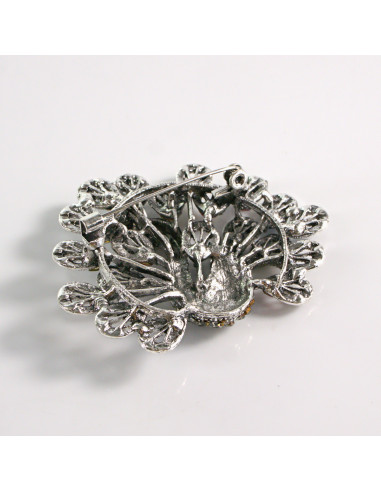 BROSZKA BROSZA SREBRNY PAW Z NIEBIESKIMI...