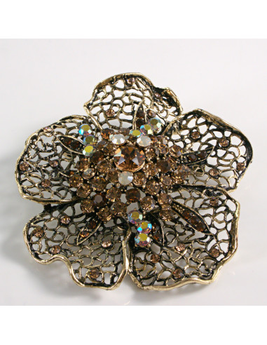 BROSZKA BROSZA DUŻY AŻUROWY KWIAT STARE ZŁOTO...
