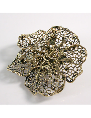BROSZKA BROSZA DUŻY AŻUROWY KWIAT STARE ZŁOTO...