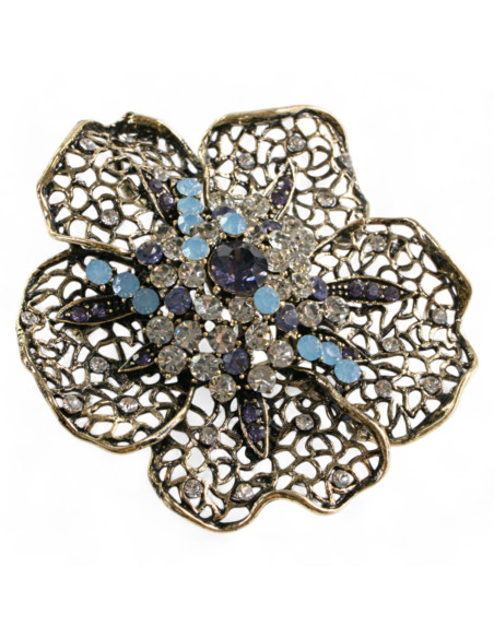 BROSZKA BROSZA DUŻY AŻUROWY KWIAT STARE SREBRO VINTAGE LOLITA AKCESORIA