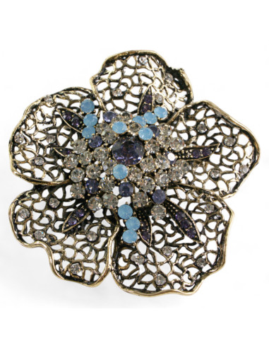 BROSZKA BROSZA DUŻY AŻUROWY KWIAT STARE SREBRO...