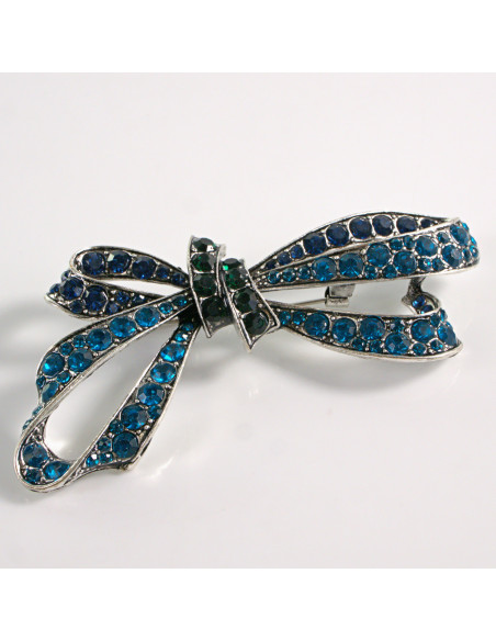 BROSZKA BROSZA KOKARDA Z KAMIENIAMI  ODCEINIE NIEBIESKIEGO LOLITA AKCESORIA