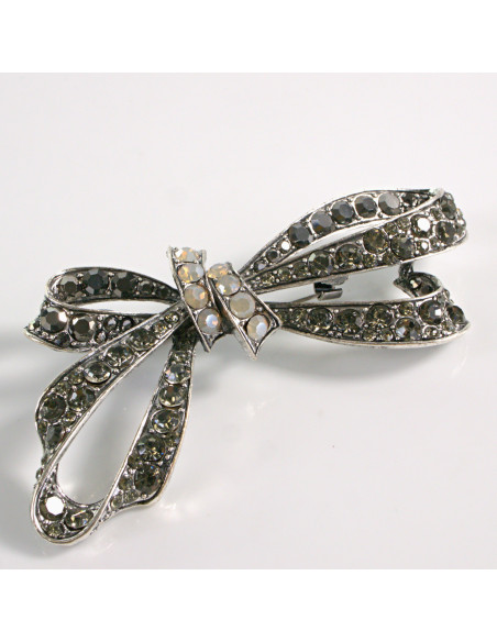 BROSZKA BROSZA KOKARDA Z GRAFITOWYMI KAMIENIAMI  LOLITA AKCESORIA