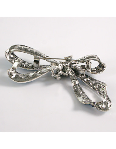 BROSZKA BROSZA KOKARDA Z GRAFITOWYMI KAMIENIAMI...