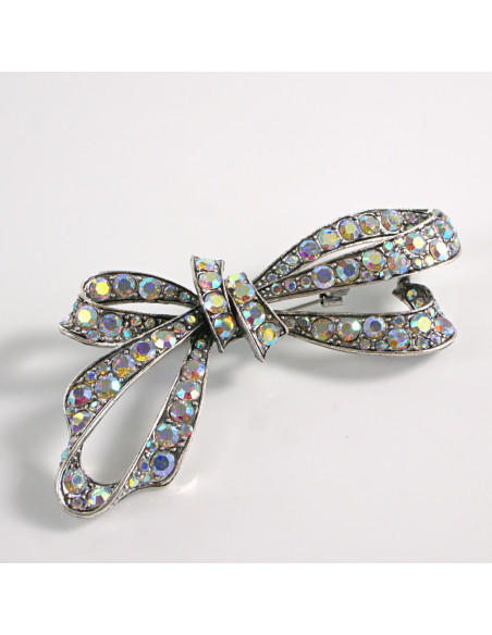 BROSZKA BROSZA SREBRNA KOKARDA KAMIENIAMI  CRYSTAL AB LOLITA AKCESORIA