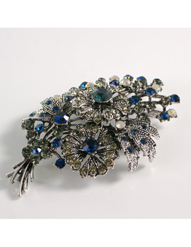 BROSZKA BROSZ BUKIET KWIATÓW Z NIEBIESKIMI...