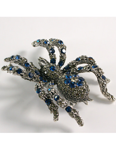 BROSZKA BROSZA PAJĄK Z KAMIENIAMI GRAFITOWA...