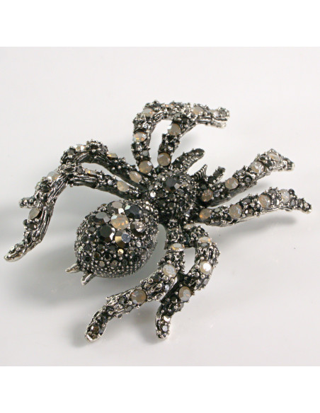 BROSZKA BROSZA PAJĄK Z KAMIENIAMI  GRAFITOWY LOLITA AKCESORIA