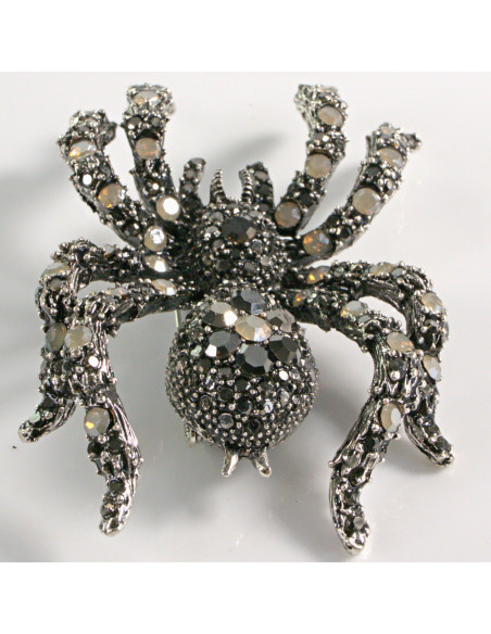 BROSZKA BROSZA PAJĄK Z KAMIENIAMI  GRAFITOWY LOLITA AKCESORIA