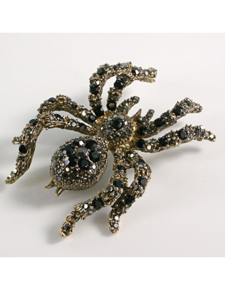 BROSZKA BROSZA PAJĄK Z KAMIENIAMI  STARE ZŁOTO LOLITA AKCESORIA