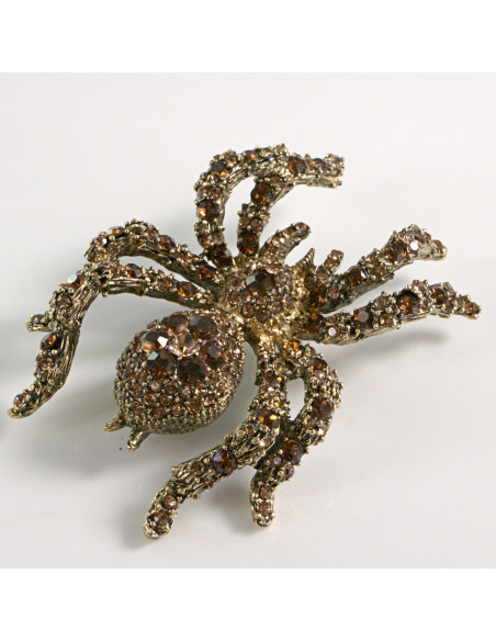 BROSZKA BROSZA PAJĄK Z KAMIENIAMI  STARE ZŁOTO LOLITA AKCESORIA