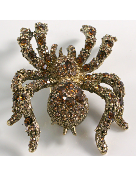 BROSZKA BROSZA PAJĄK Z KAMIENIAMI  STARE ZŁOTO LOLITA AKCESORIA