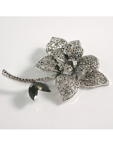 BROSZKA BROSZA DUŻY GRAFITOWY KWIAT MAXI Z...