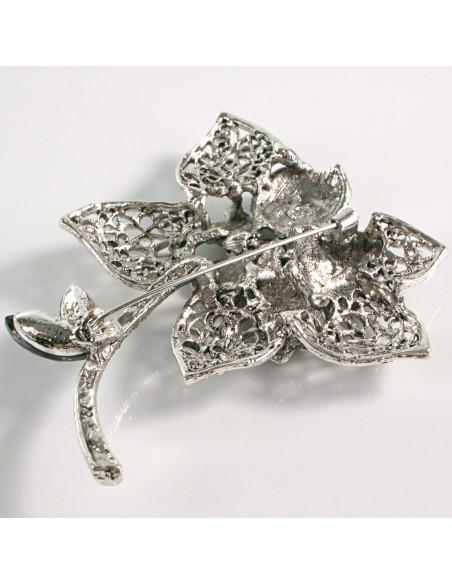 BROSZKA BROSZA DUŻY GRAFITOWY KWIAT MAXI Z KAMIENIAMI   LOLITA AKCESORIA