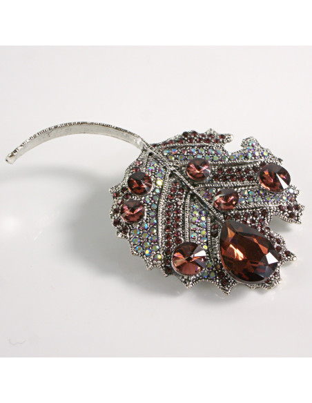 BROSZKA BROSZA DUŻY LIŚĆ Z KAMIENIAMI  XL LOLITA AKCESORIA
