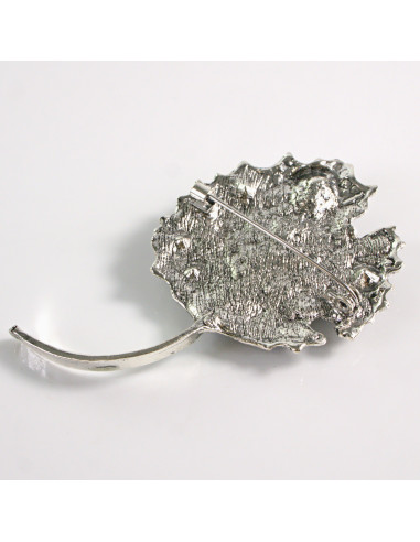 BROSZKA BROSZA DUŻY LIŚĆ Z KAMIENIAMI  XL...