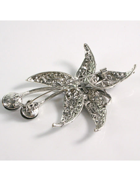 BROSZKA BROSZA DUŻY GRAFITOWY KWIAT  Z KAMIENIAMI XL  LOLITA AKCESORIA