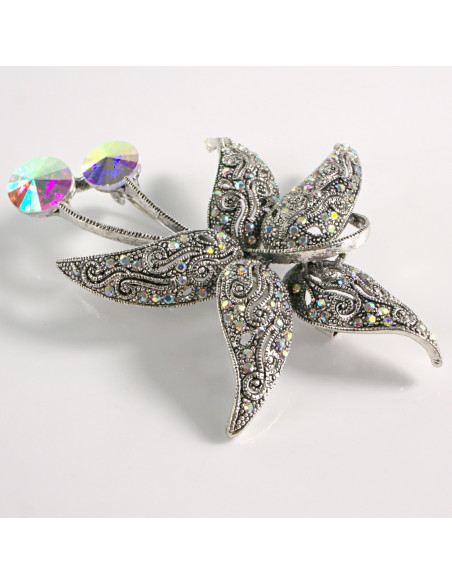 BROSZKA BROSZA DUŻY  KWIAT  Z KAMIENIAMI XL CRYSTAL AB   LOLITA AKCESORIA