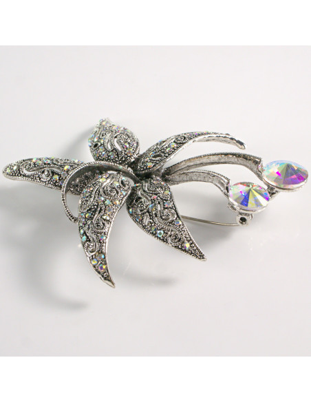 BROSZKA BROSZA DUŻY  KWIAT  Z KAMIENIAMI XL CRYSTAL AB   LOLITA AKCESORIA
