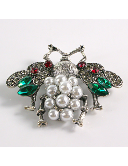 BROSZKA BROSZA KOLOROWA MUCHA Z PEREŁKAMI PERŁY  LOLITA AKCESORIA