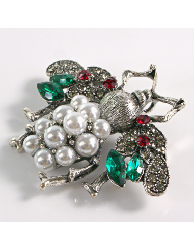 BROSZKA BROSZA KOLOROWA MUCHA Z PEREŁKAMI PERŁY...