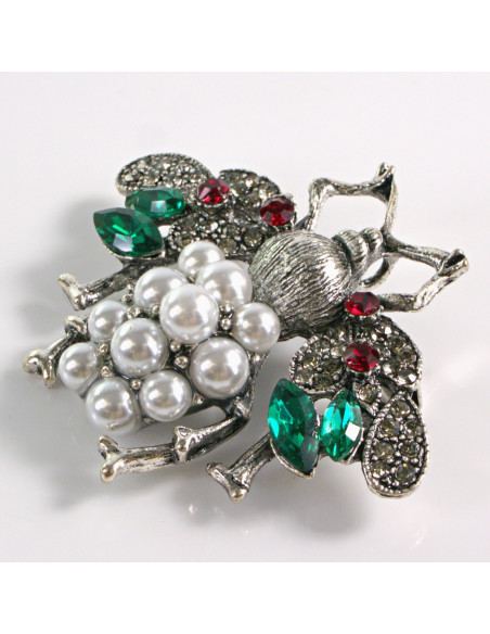 BROSZKA BROSZA KOLOROWA MUCHA Z PEREŁKAMI PERŁY  LOLITA AKCESORIA