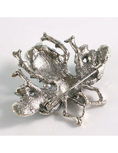 BROSZKA BROSZA GRAFITOWA MUCHA Z PEREŁKAMI PERŁY  LOLITA AKCESORIA