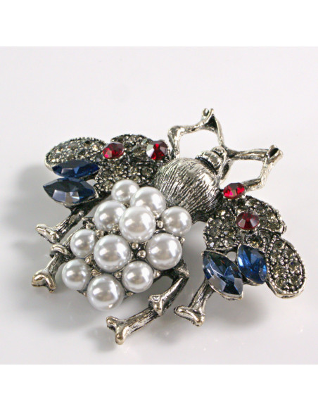 BROSZKA BROSZA KOLOROWA MUCHA Z PEREŁKAMI PERŁY  LOLITA AKCESORIA