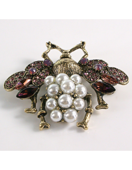 BROSZKA BROSZA KOLOROWA MUCHA Z PEREŁKAMI PERŁY  LOLITA AKCESORIA