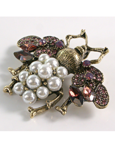 BROSZKA BROSZA KOLOROWA MUCHA Z PEREŁKAMI PERŁY...