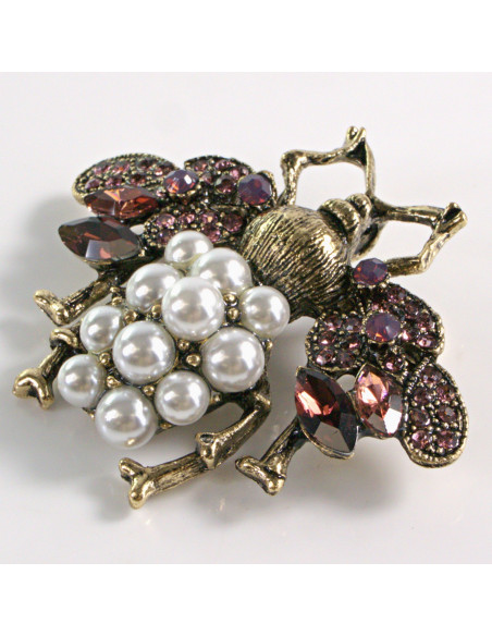 BROSZKA BROSZA KOLOROWA MUCHA Z PEREŁKAMI PERŁY  LOLITA AKCESORIA