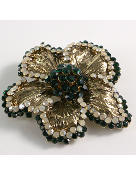 BROSZKA BROSZA DUŻY ZŁOTY KWIAT Z KAMIENIAMI  LOLITA AKCESORIA
