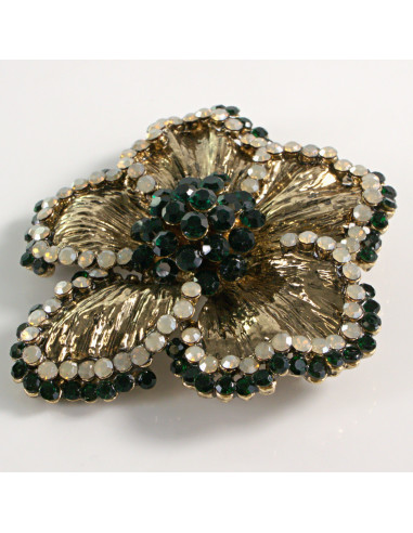 BROSZKA BROSZA DUŻY ZŁOTY KWIAT Z KAMIENIAMI...