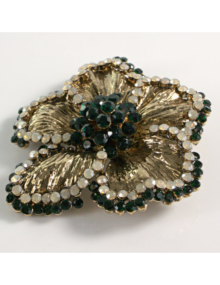 BROSZKA BROSZA DUŻY ZŁOTY KWIAT Z KAMIENIAMI  LOLITA AKCESORIA
