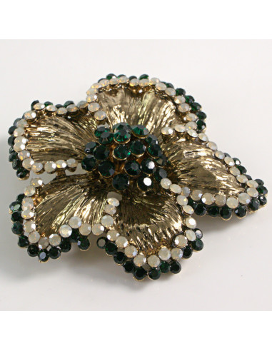 BROSZKA BROSZA DUŻY ZŁOTY KWIAT Z KAMIENIAMI...