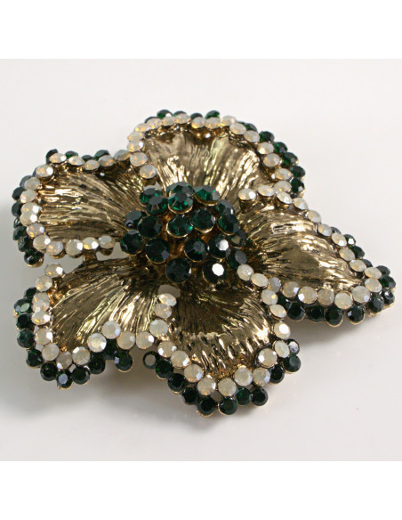 BROSZKA BROSZA DUŻY ZŁOTY KWIAT Z KAMIENIAMI  LOLITA AKCESORIA
