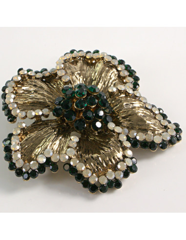 BROSZKA BROSZA DUŻY ZŁOTY KWIAT Z KAMIENIAMI...