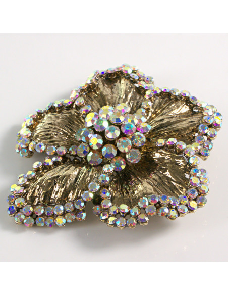 BROSZKA BROSZA DUŻY ZŁOTY KWIAT Z KAMIENIAMI  LOLITA AKCESORIA