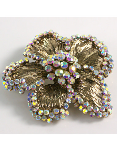 BROSZKA BROSZA DUŻY ZŁOTY KWIAT Z KAMIENIAMI...