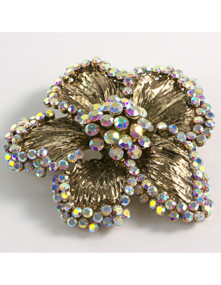 BROSZKA BROSZA DUŻY ZŁOTY KWIAT Z KAMIENIAMI  LOLITA AKCESORIA
