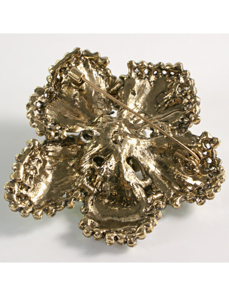 BROSZKA BROSZA DUŻY ZŁOTY KWIAT Z KAMIENIAMI  LOLITA AKCESORIA