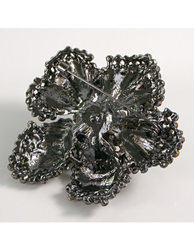 BROSZKA BROSZA DUŻY GRAFITOWY KWIAT Z...