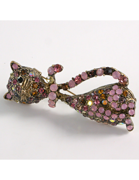 BROSZKA BROSZA KOT RÓŻOWY KOTEK Z KAMIENIAMI  LOLITA AKCESORIA