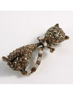 BROSZKA BROSZA KOT KOTEK Z BRĄZOWYMI KAMIENIAMI  LOLITA...