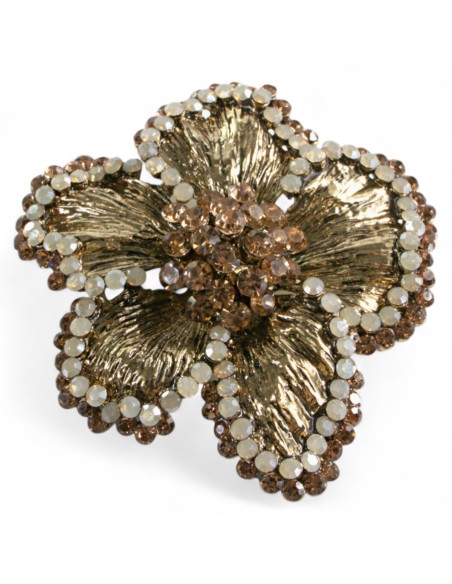 BROSZKA BROSZA DUŻY ZŁOTY KWIAT Z KAMIENIAMI  LOLITA AKCESORIA